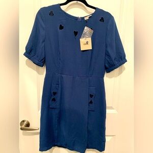 NWT Women’s ASOS Navy Blue Round Neck Tailored Short Sleeved Dress Size 8
